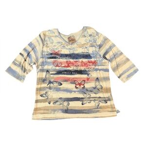 Y2K patriotic butterfly patterned shirt